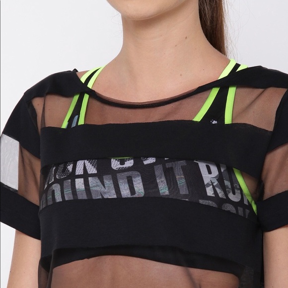 Reebok women Black D layer set-striped semi sheer boxy studio top - Picture 7 of 11